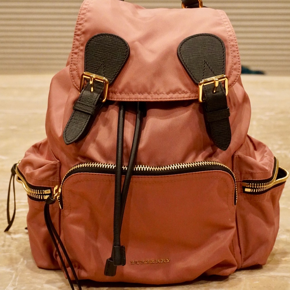 Pink backpack from Burberry.